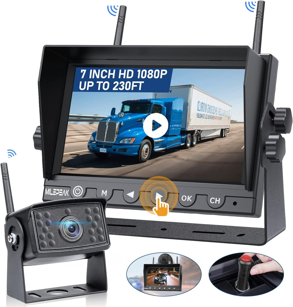 7 Inch Wireless Backup Camera HD 1080P DVR Rear View Observation System T2739