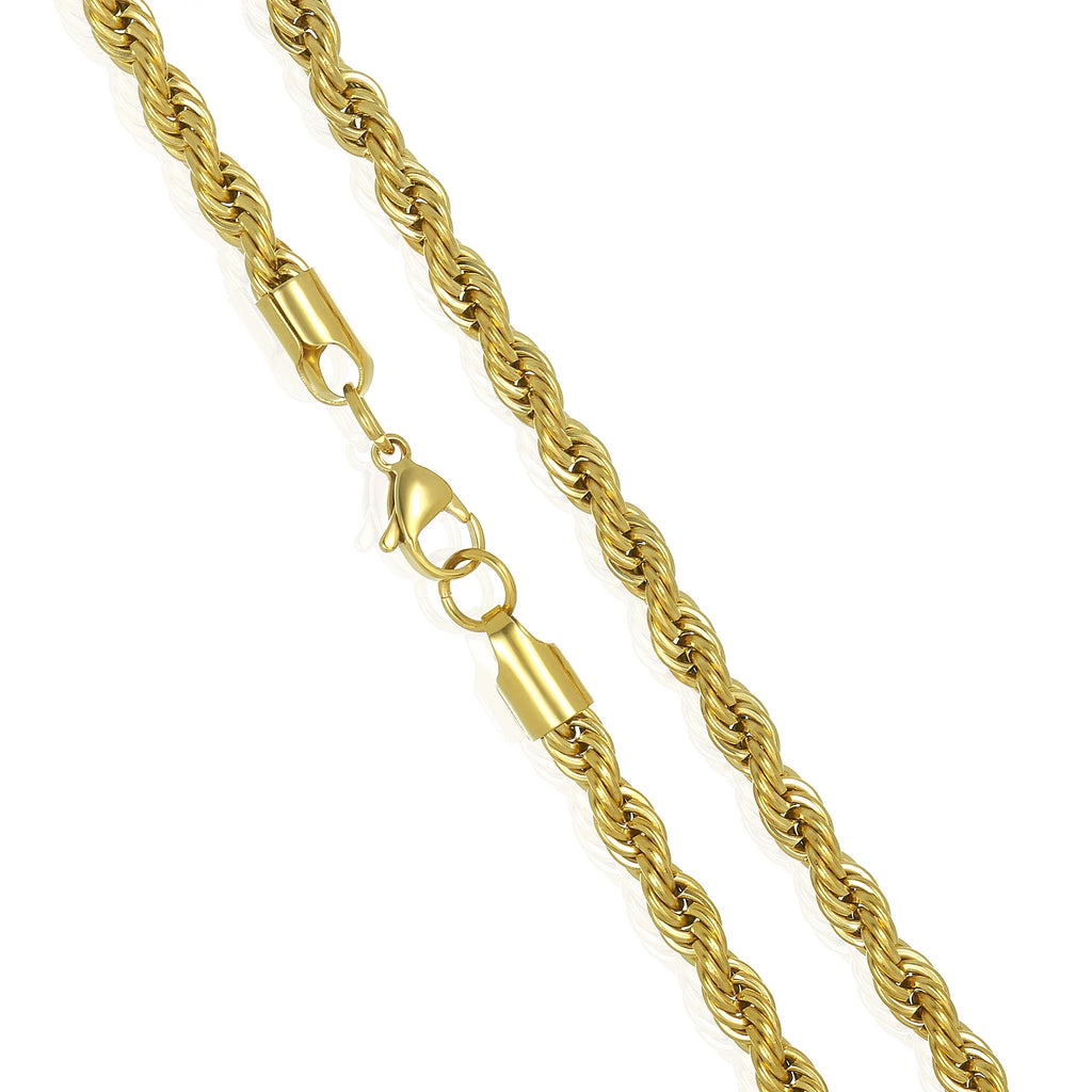 Gold Plated Stainless Steel Rope Chain Necklace 6mm 26" B902