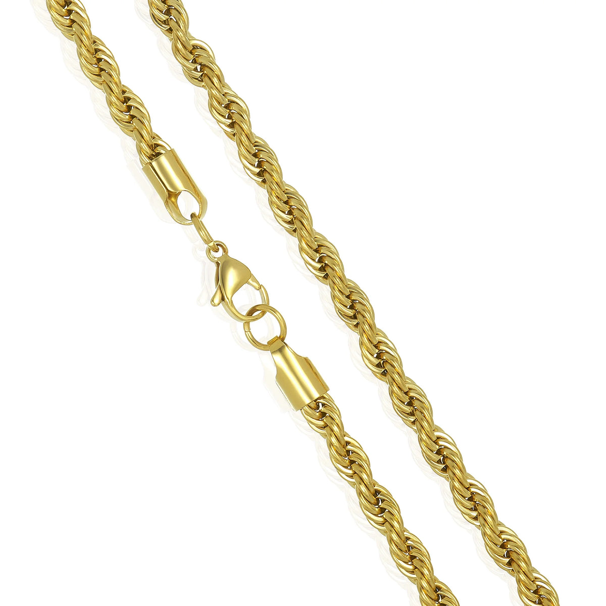 Gold Plated Stainless Steel Rope Chain Necklace 6mm 26" B902