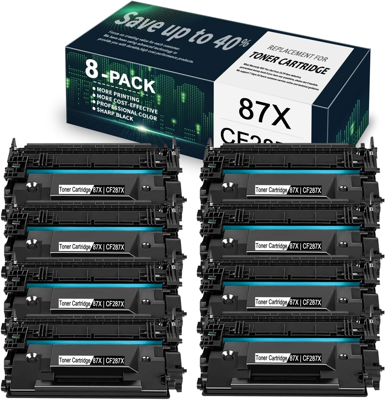 8-Pack Black Compatible Toner Cartridge for HP Printer U923