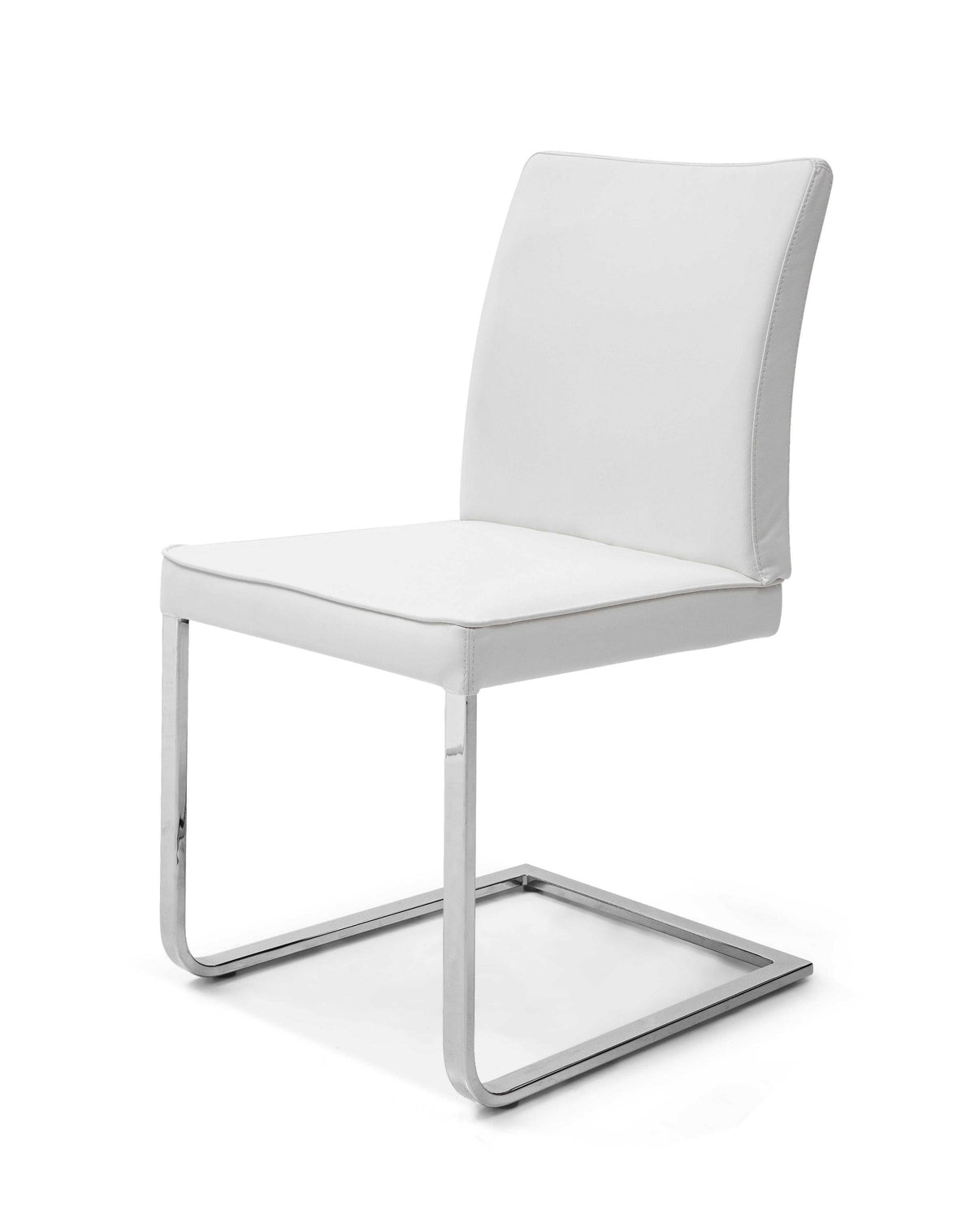 White Faux Leather Chrome Dining Chair Y14773