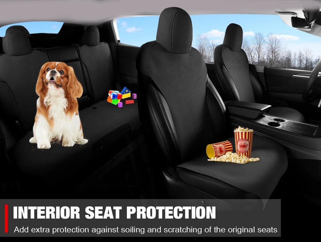 Black Suede Leather Seat Cover Cushions for Tesla Model 3 G409