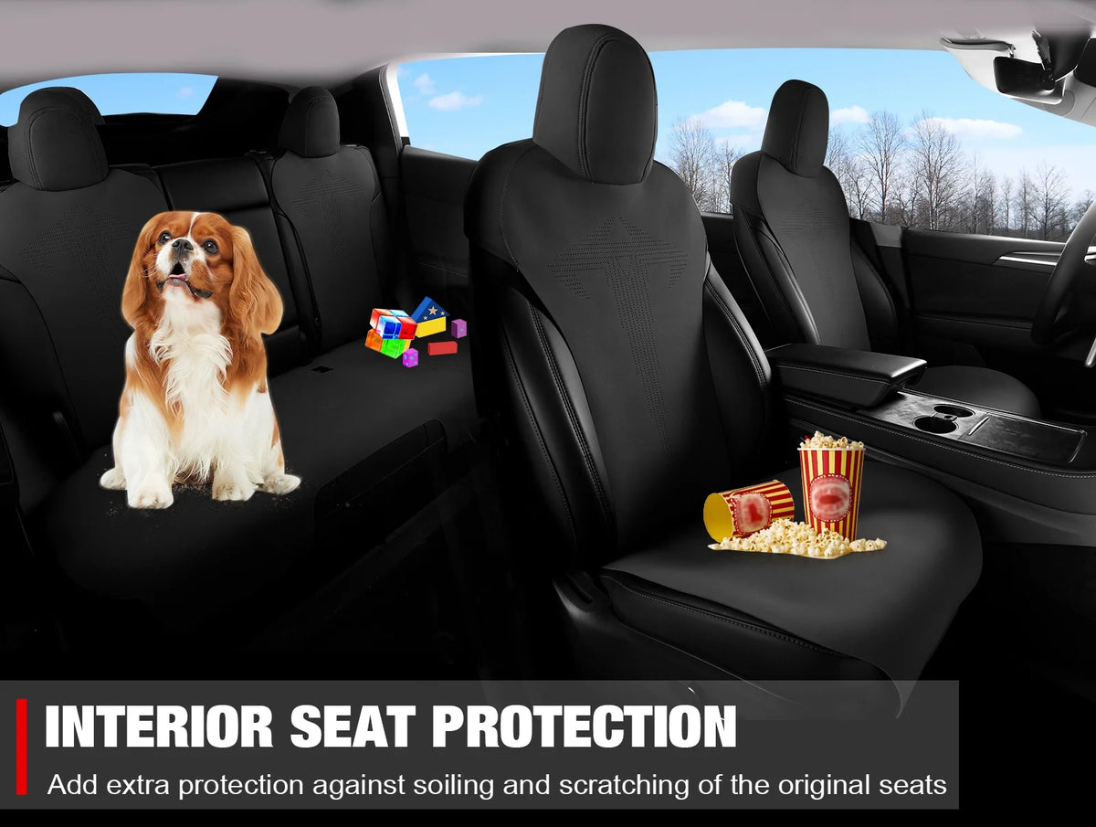Black Suede Leather Seat Cover Cushions for Tesla Model 3 G409