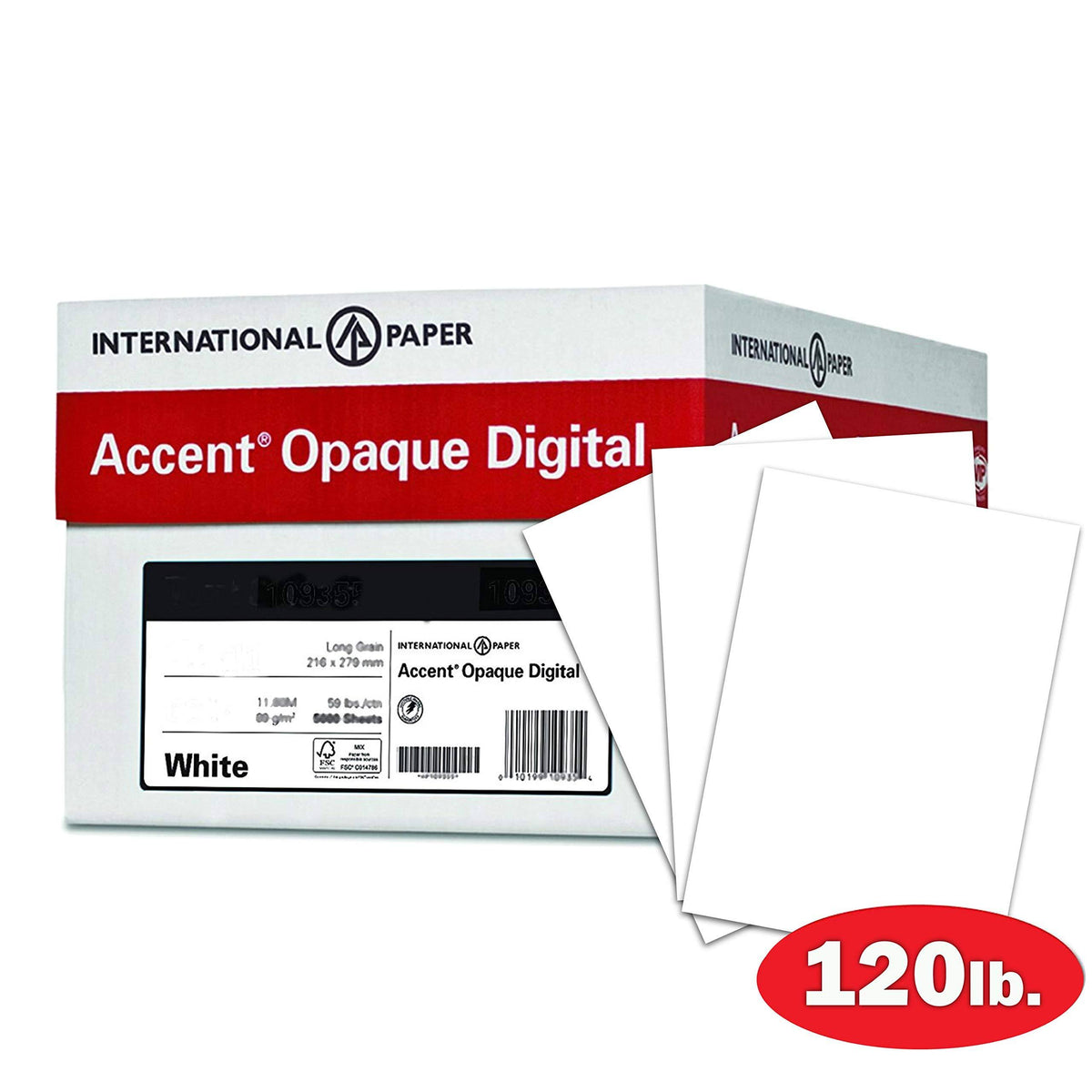 White 120lb Smooth Cover Paper, 600 Sheets / 4 Ream Case G853