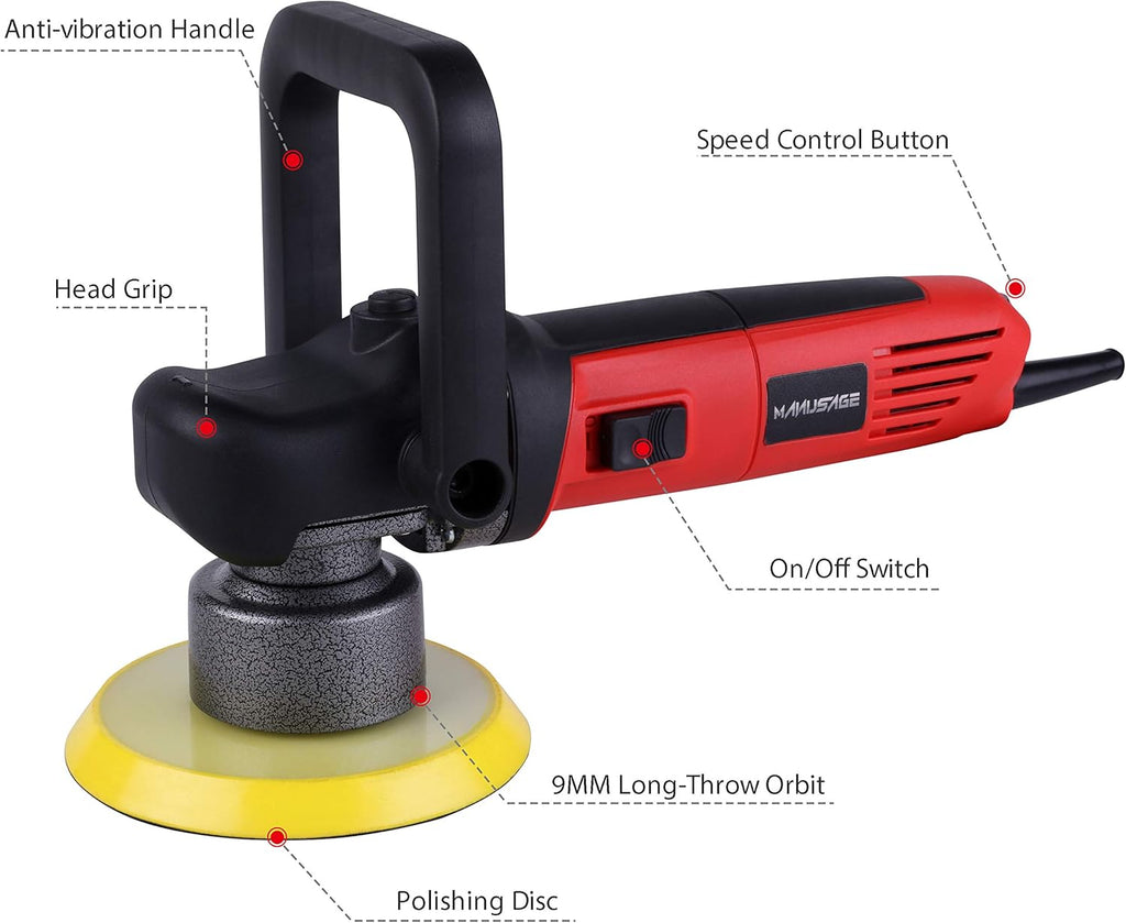 3-Inch Dual Action Car Polisher with 4 Foam & 1 Wool Pads M325