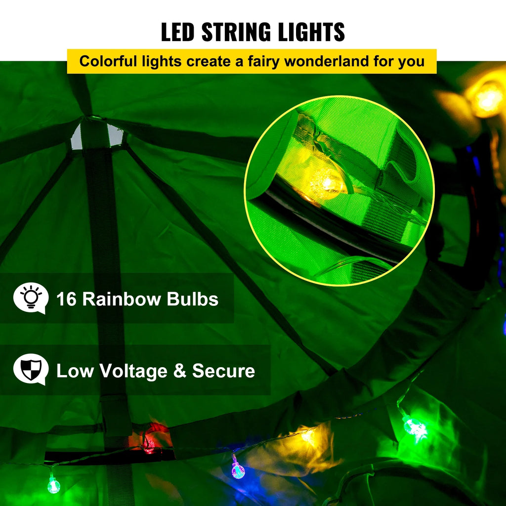 Green Hanging Tree Tent With LED String Lights U13803