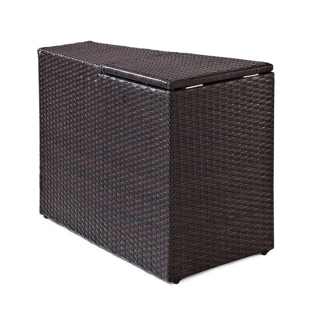 Brown Wicker Patio Arm End Table Y90097