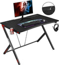 45 inch Carbon Fiber Gaming Desk with Headphone Hook, Cup Holder and Cable Management Holes V24036