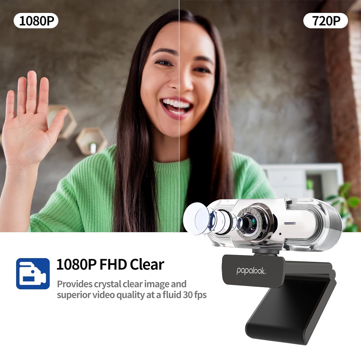 1080P Webcam with Microphone, Full HD Streaming Web Camera, 90° View Computer Camera, Manual Focus USB Camera C82121