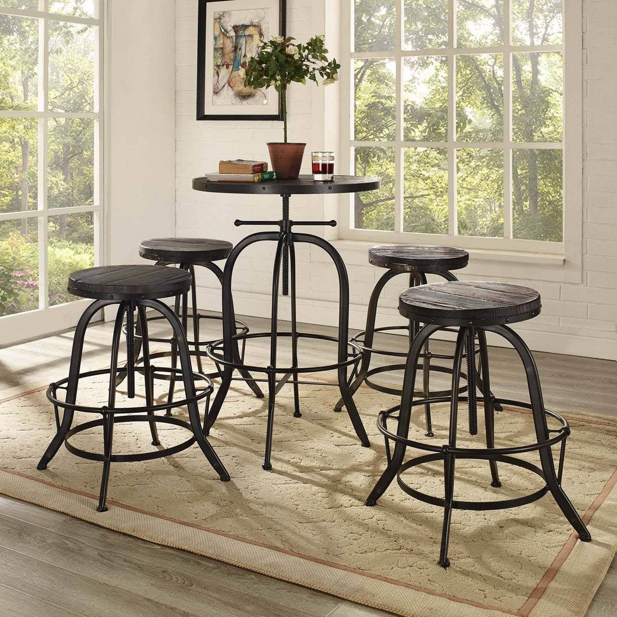 Brown Bar Stool Set of 4 C282