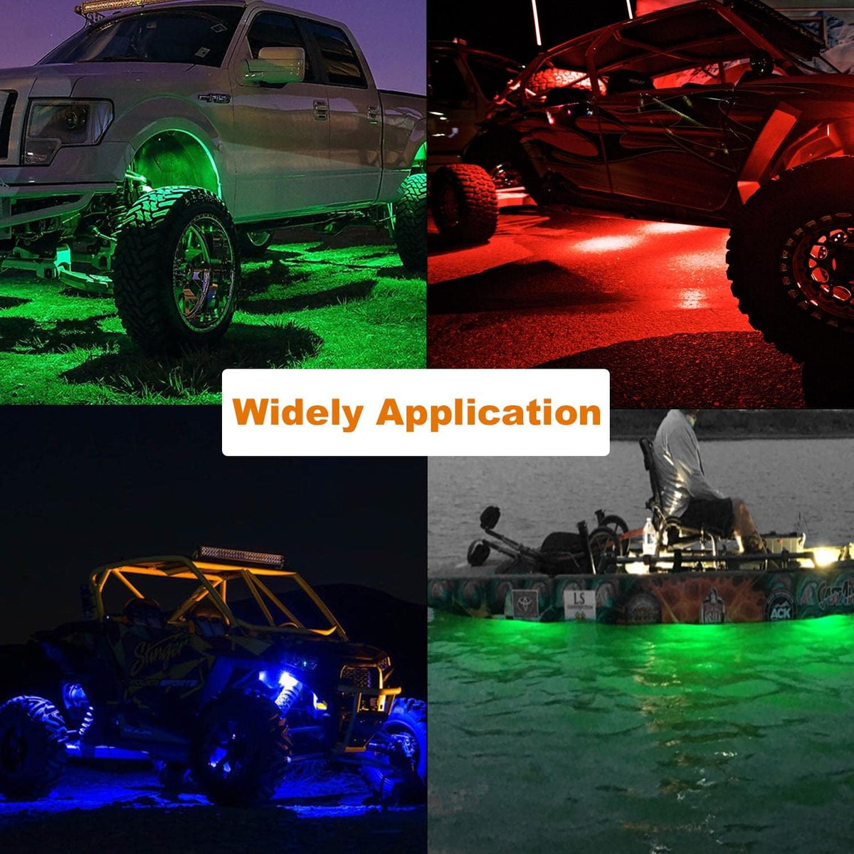RGB LED Rock Lights Multicolor Neon Underglow Light Kit 10 Pods Pack of 2 D836