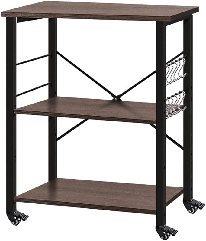 Light walnut 3 Tier Kitchen Cart U743032