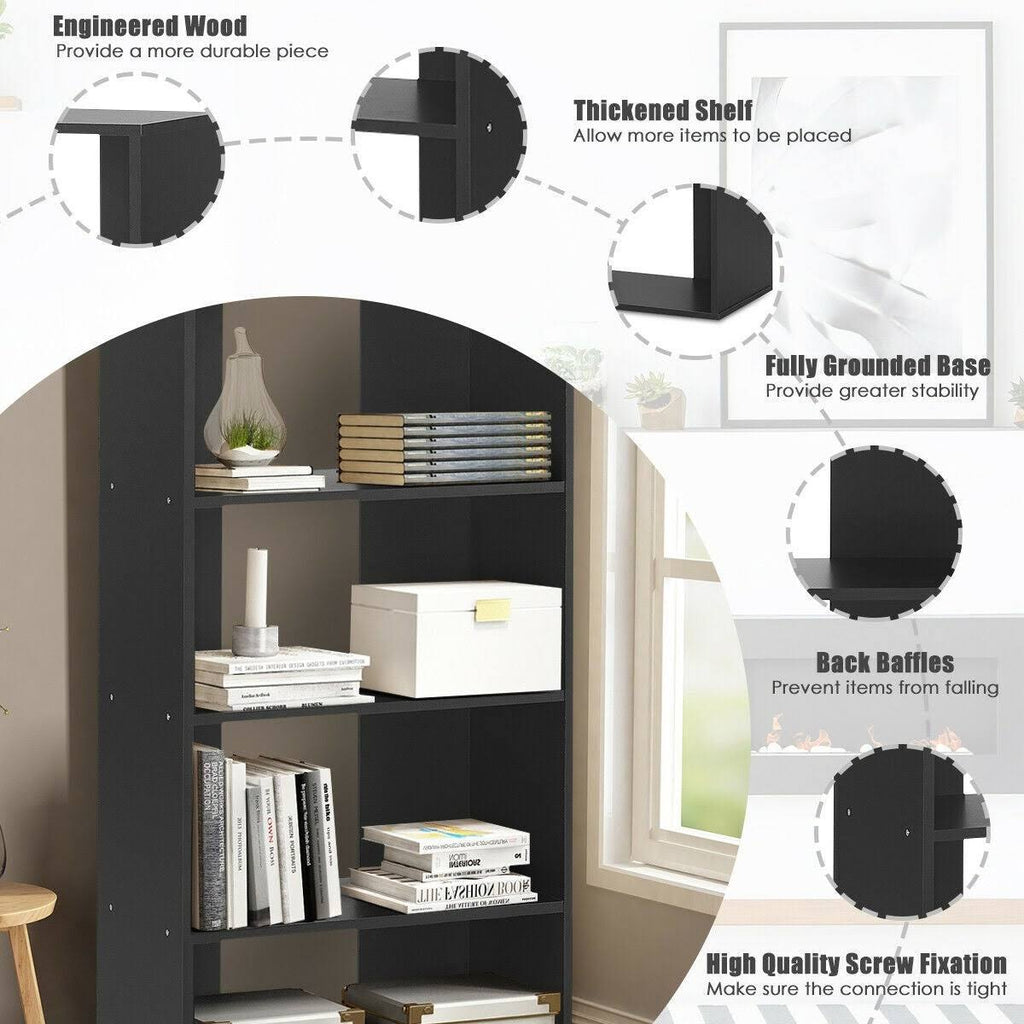 Black 4-Tier Bookcase with Adjustable Shelves Z69122
