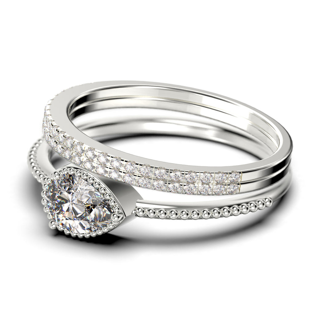 Pear Cut Moissanite Engagement Ring in 925 Sterling Silver With 18k White Gold Plating H165