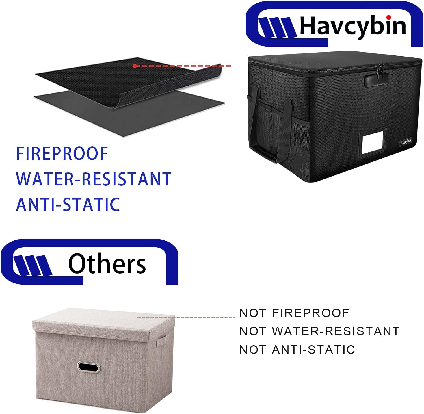 Fireproof File Storage Organizer Box with Lock, Pack of 2 H234
