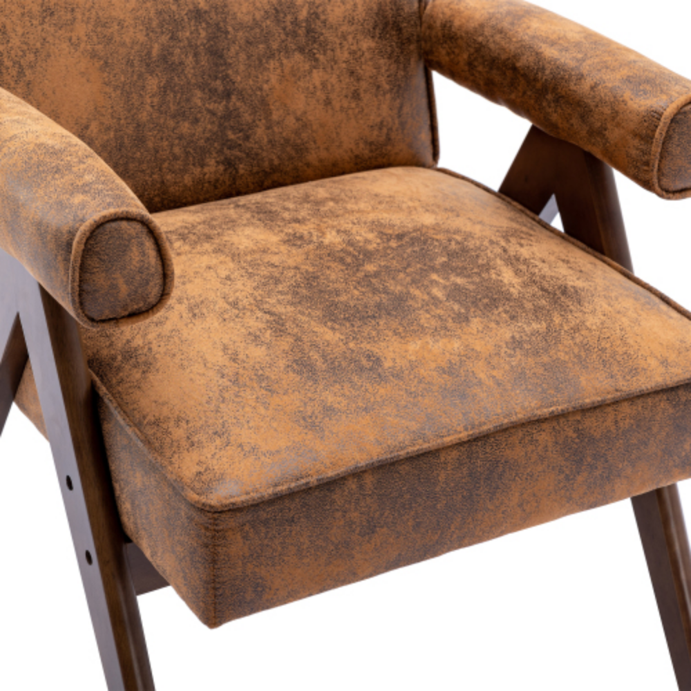 Mid-Century Modern Accent Chair with Solid Wood Armrest and Feet L205