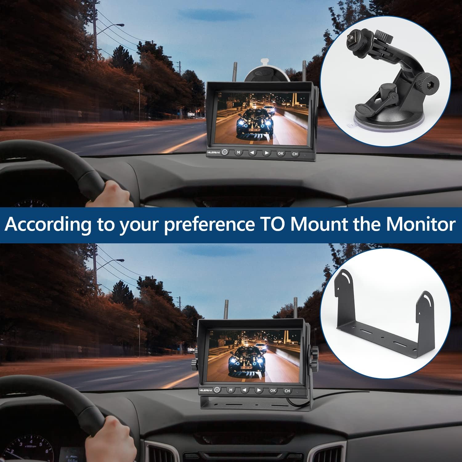 7 Inch Wireless Backup Camera HD 1080P DVR Rear View Observation System T2739