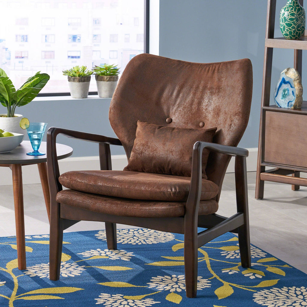 Brown and Dark Espresso Fabric Club Chair A94116