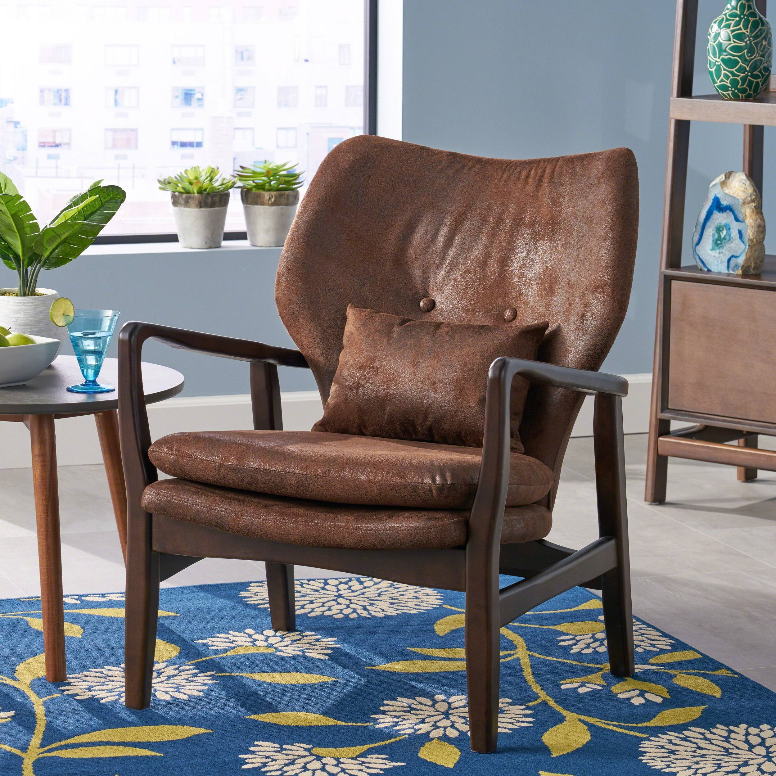 Brown and Dark Espresso Fabric Club Chair A94116