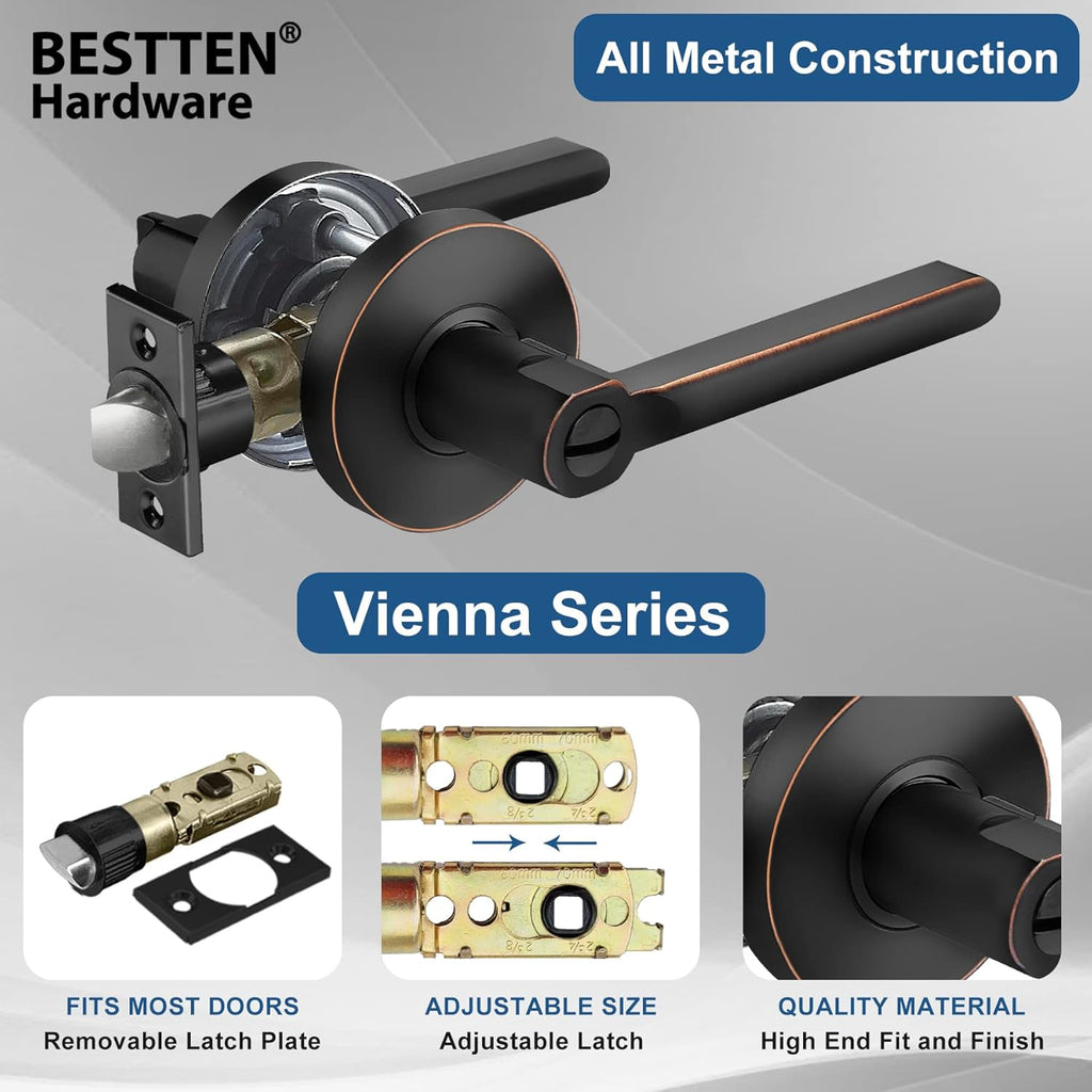 Oil Rubbed Bronze Privacy Door Handle with Removable Latch Plate B210
