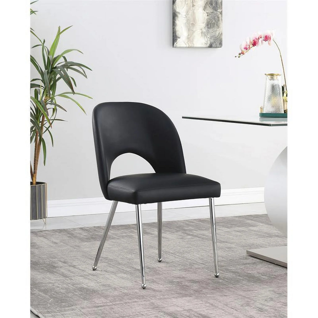Black Vegan Leather Dining Chair N1257