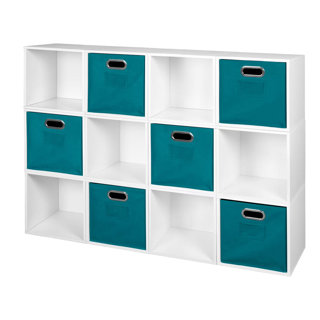 White Storage Sets with Foldable Fabric Storage Bins T792