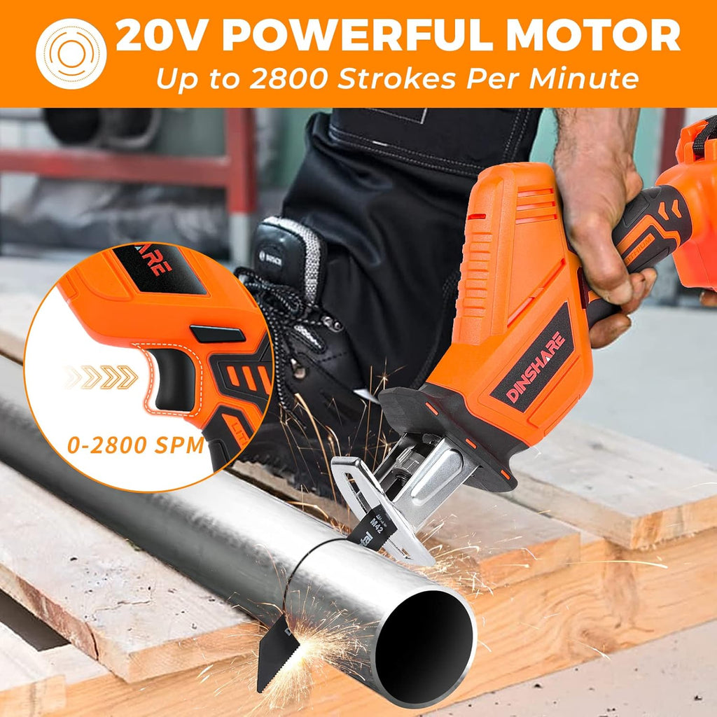 Cordless Reciprocating Saw, 20V 2.0Ah, 6 Saw Blades, Pack of 2 T62100