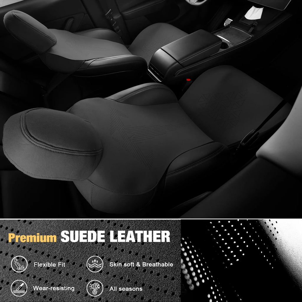 Black Suede Leather Seat Cover Cushions for Tesla Model 3 G409