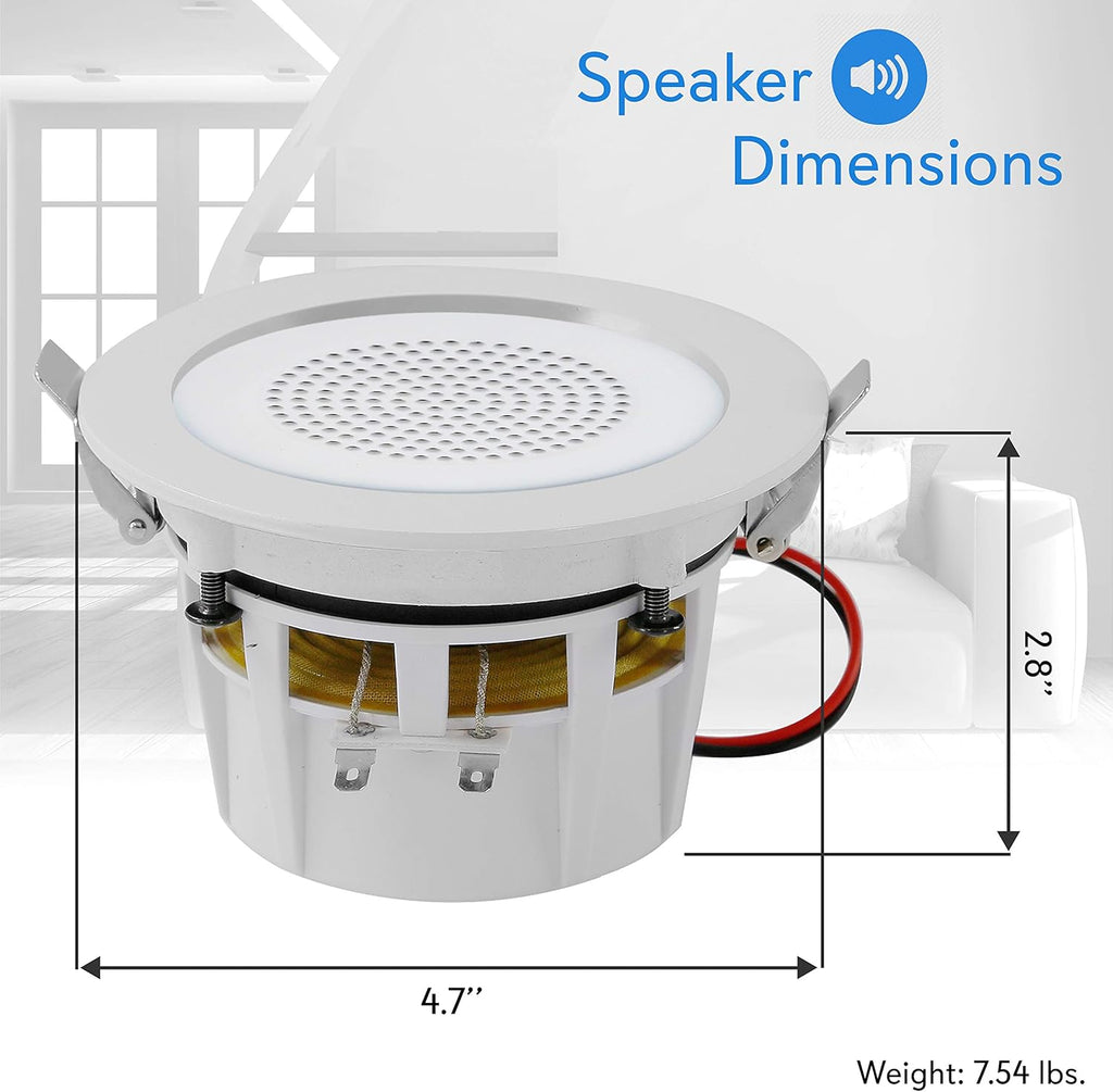 3.5” 2-Way Full Range Bluetooth Ceiling Wall Mount Speakers with LED Light Aluminum Frame Housing Z10075