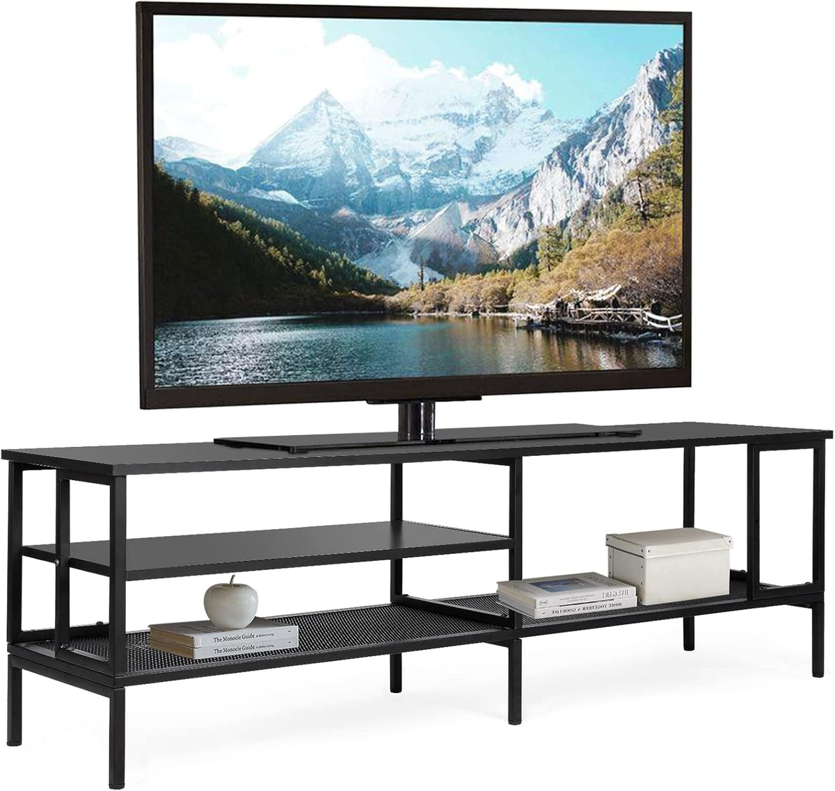 Rustic Brown TV Stand with Metal Frame P408