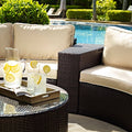 Brown Wicker Patio Arm End Table Y90097