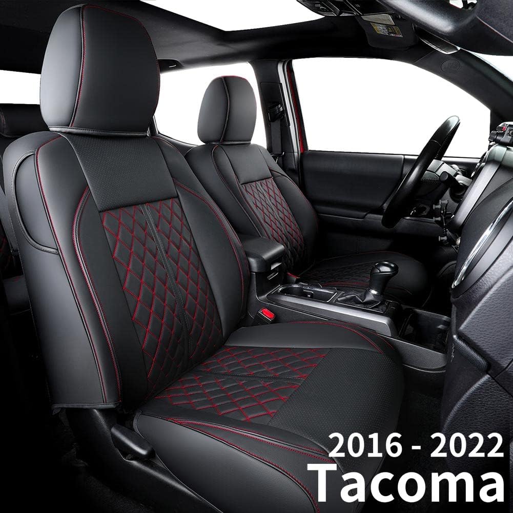 Black Water Proof Faux Leather Seat Covers for Tacoma Crew Cab T89329