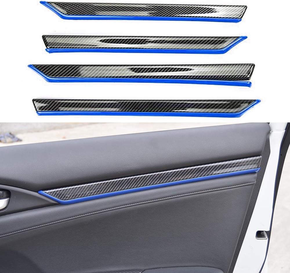 4pcs ABS Carbon Fiber Style Door Moulding Trims Cover Decal Accessories For Honda 4-Door Civic 2016-2020 RED Pack of 2 I2186