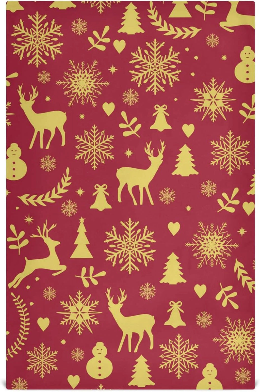 Reindeer Bells Snowflakes Kitchen Towels Set of 4 Ultra Absorbent 28'' x 18'' O397138