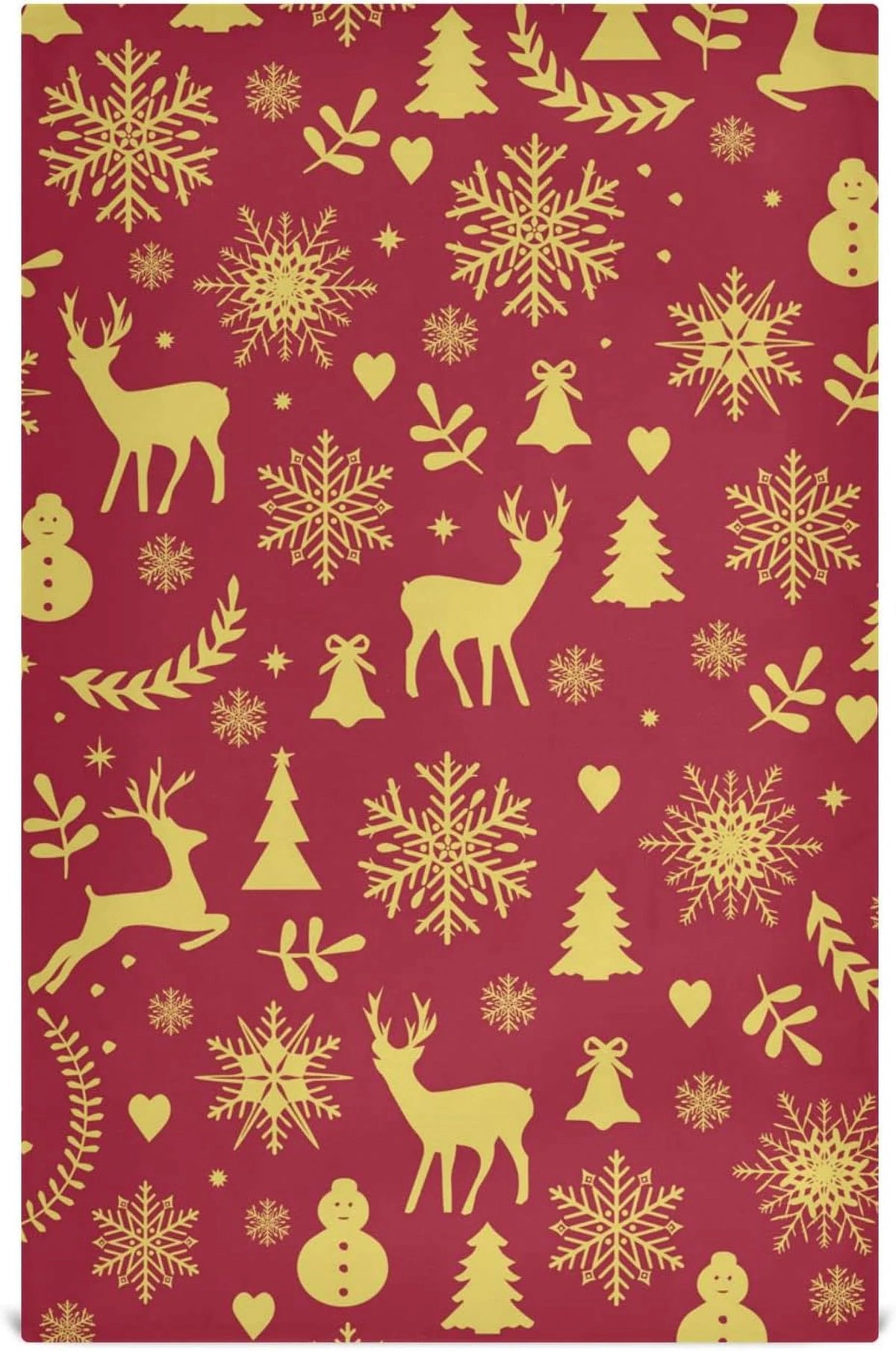 Reindeer Bells Snowflakes Kitchen Towels Set of 4 Ultra Absorbent 28'' x 18'' O397138