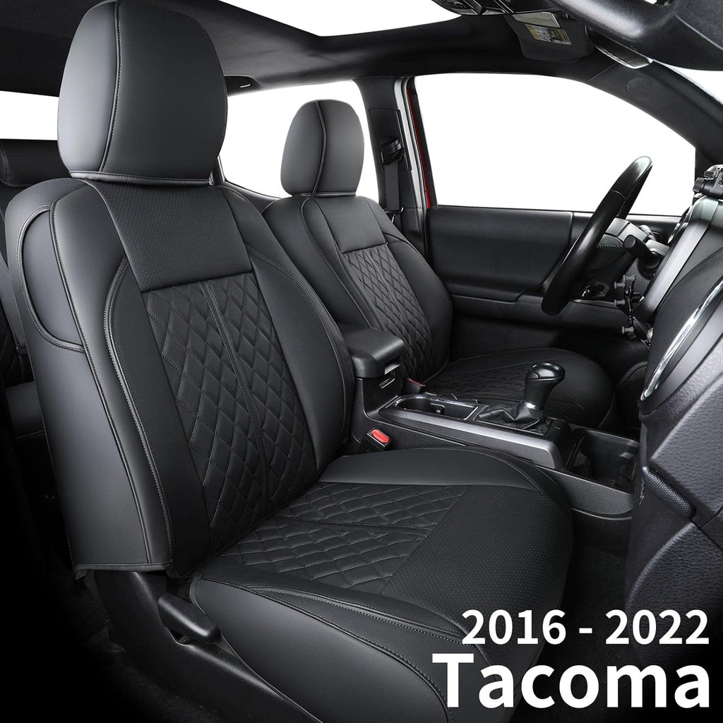 Black Water Proof Faux Leather Seat Covers for Tacoma Crew Cab T89329
