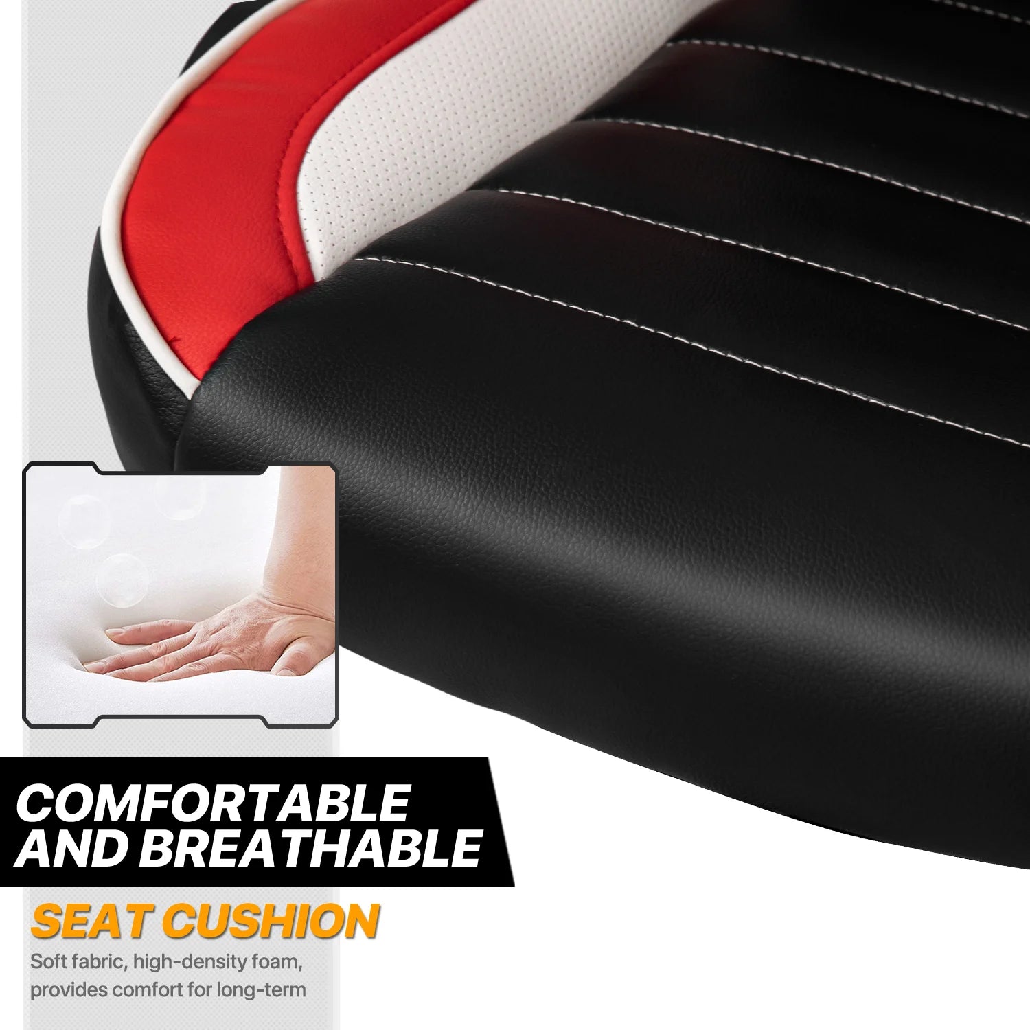 Red Leather High-Back Swivel Gaming Chair with PVC Mat C7728