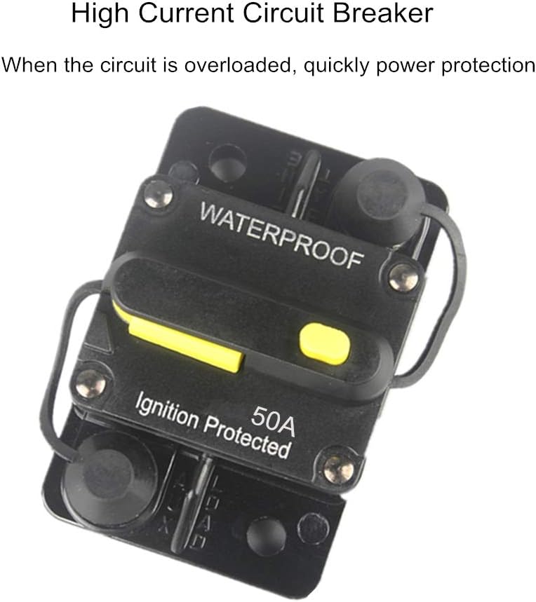 50 Amp Circuit Breaker 12V-48V DC Manual Reset Waterproof R89403