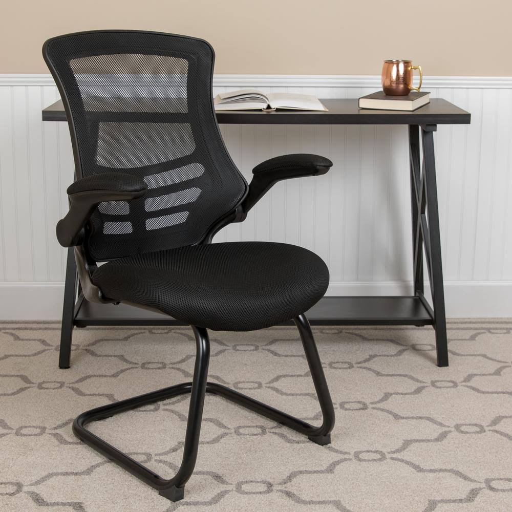 Black Mesh Sled Side Chair U1067