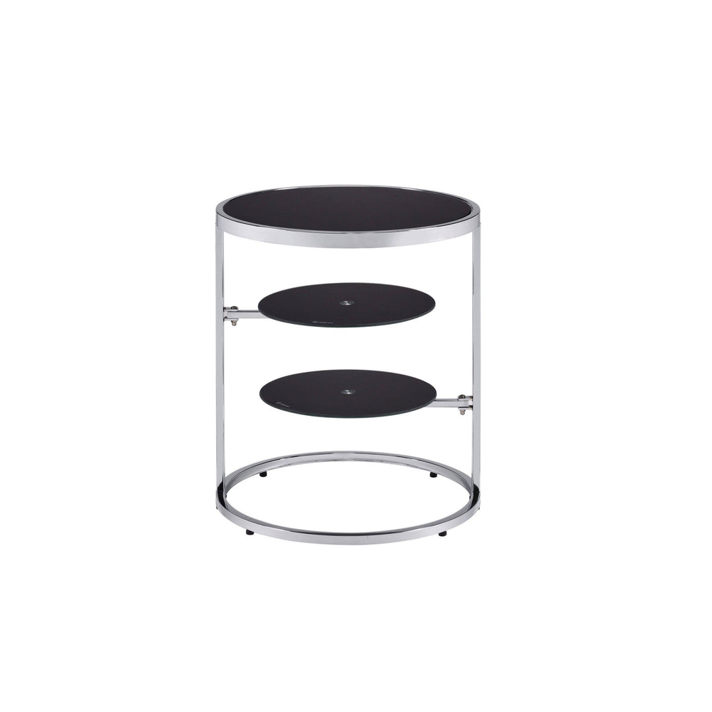 Black & Chrome Finish Side Table Y672435