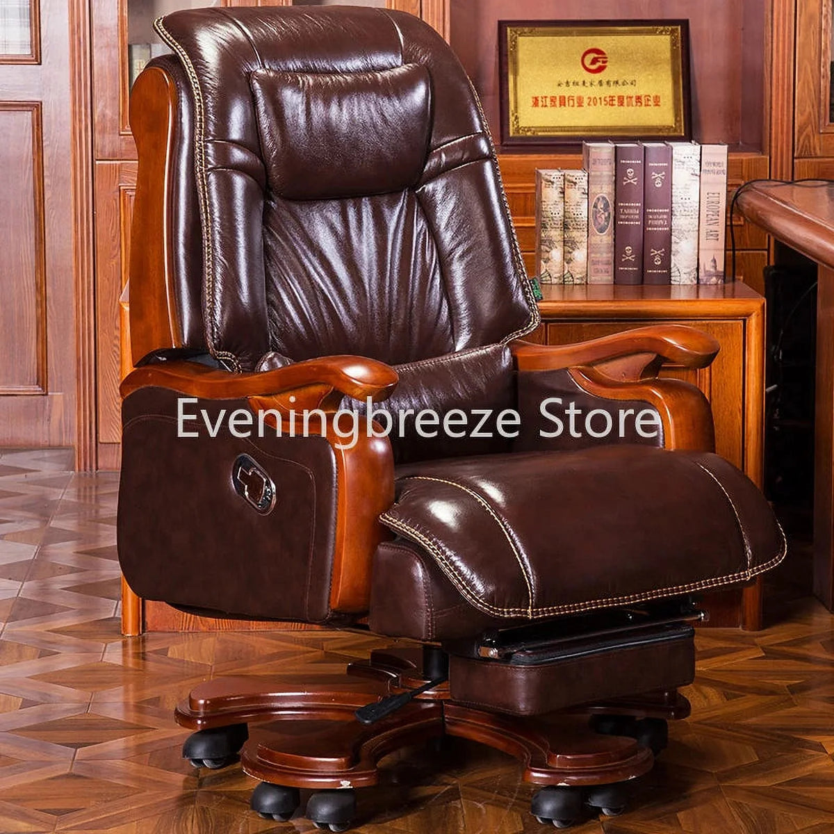 Leather Swivel Recliner Chair with Footrest X95557