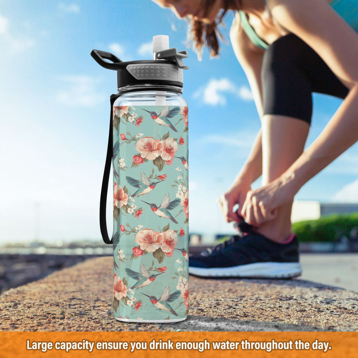 Clear 32oz Tritan Water Bottle with Straw U58961