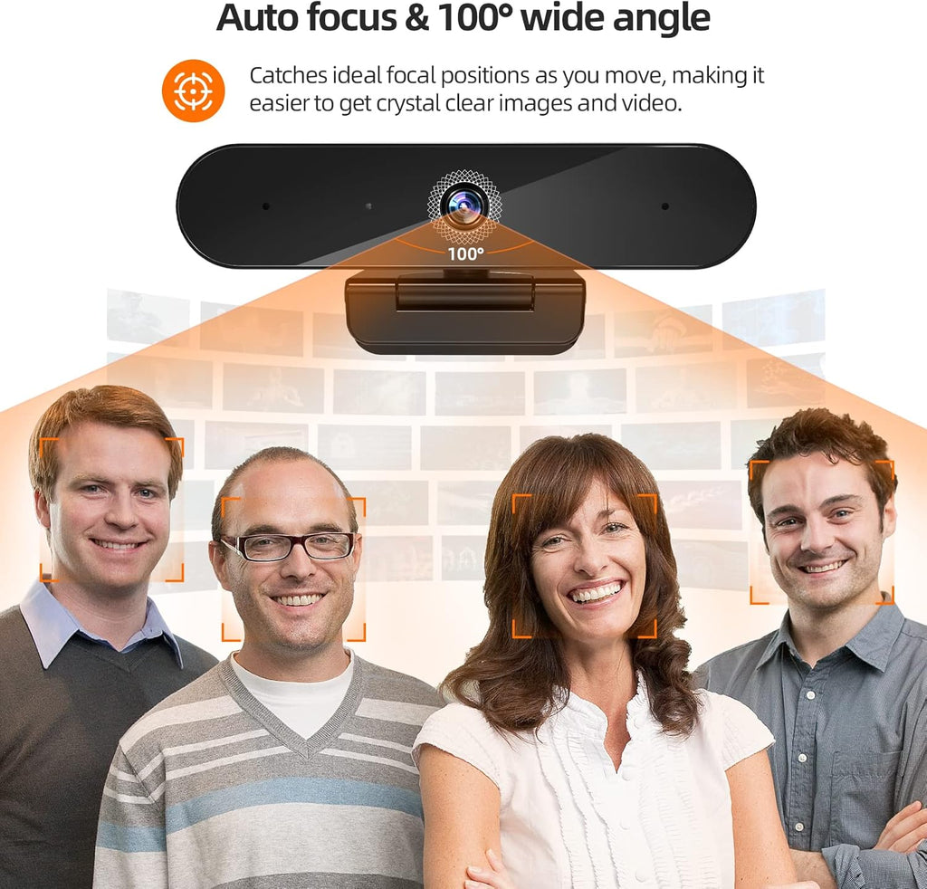 4K Webcam with Microphone, Autofocus, Privacy Cover and Tripod O42576