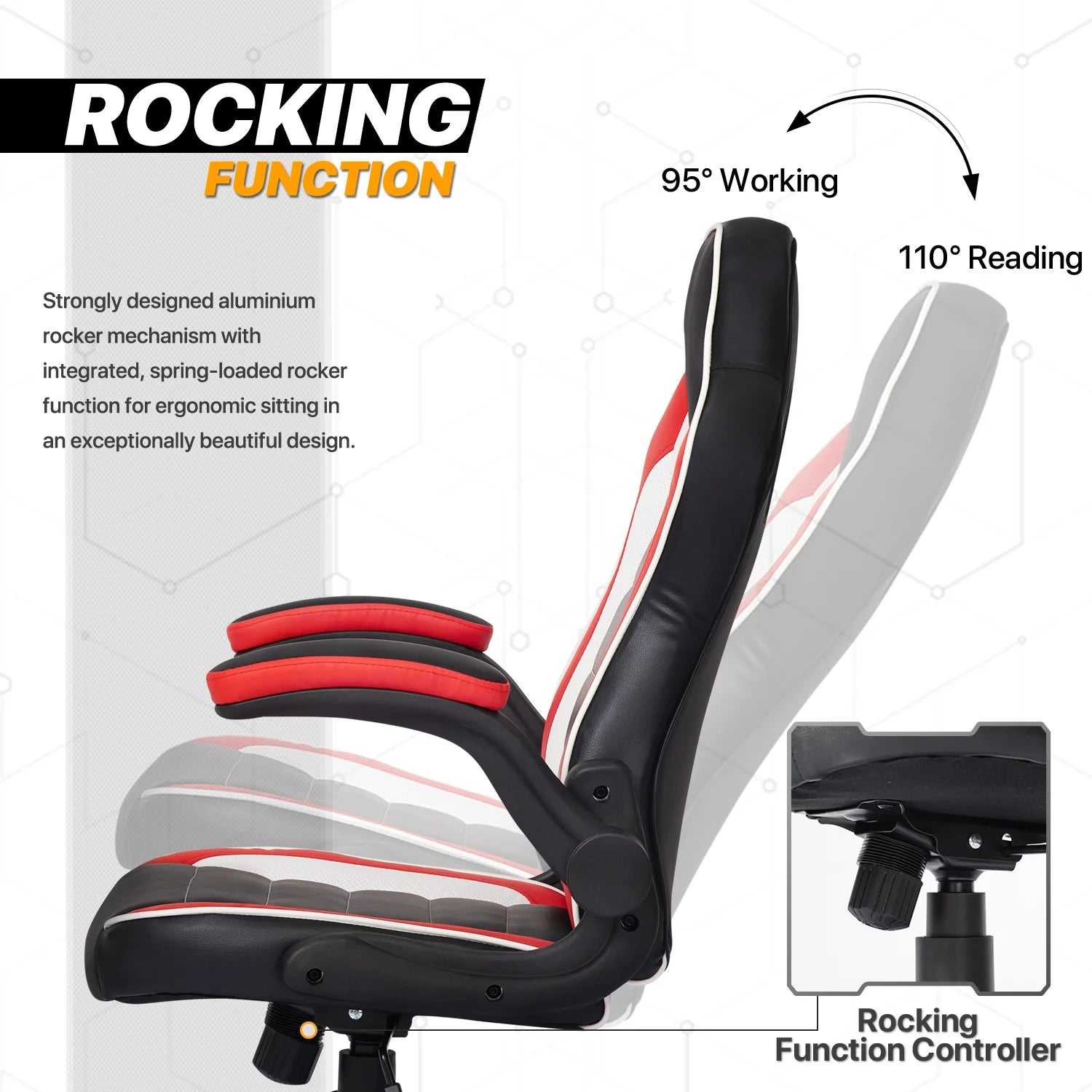 Red Leather High-Back Swivel Gaming Chair with PVC Mat C7728