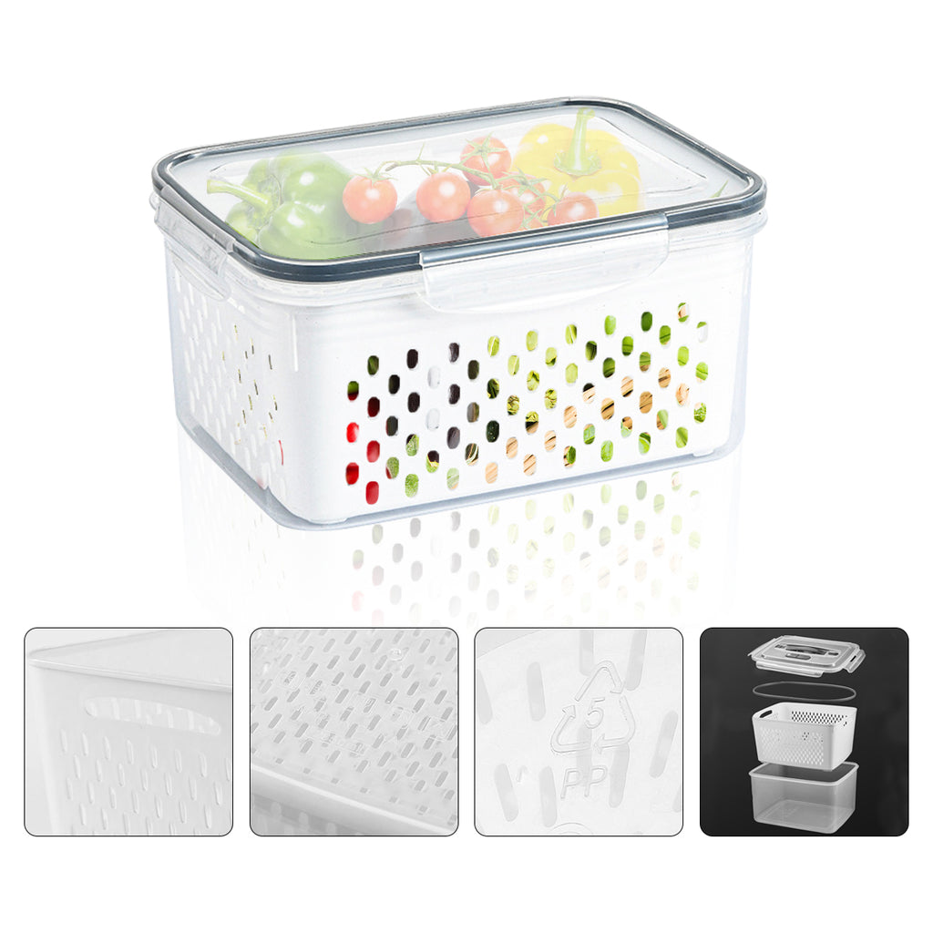 3 Pack Refrigerator Organizer Food Containers with Lids and Drain Colanders H169