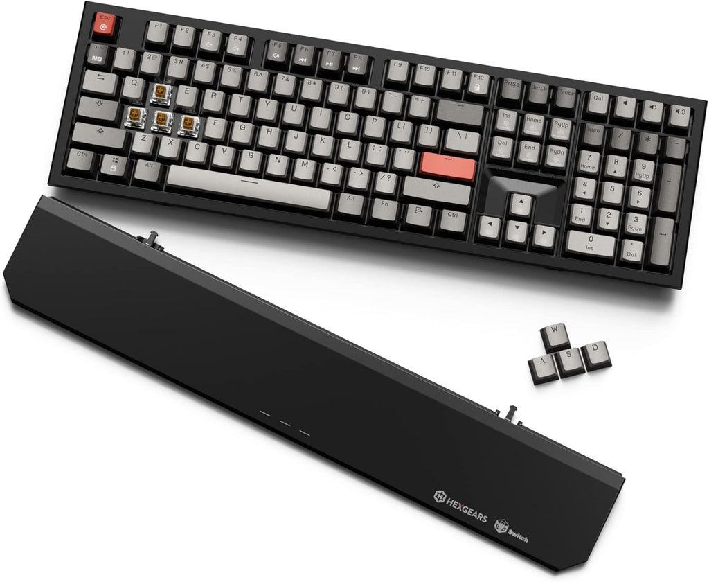 Wireless Mechanical Keyboard with Kaihl Box Switch, 108-key Typewriter Keyboard with Wrist Rest L80672