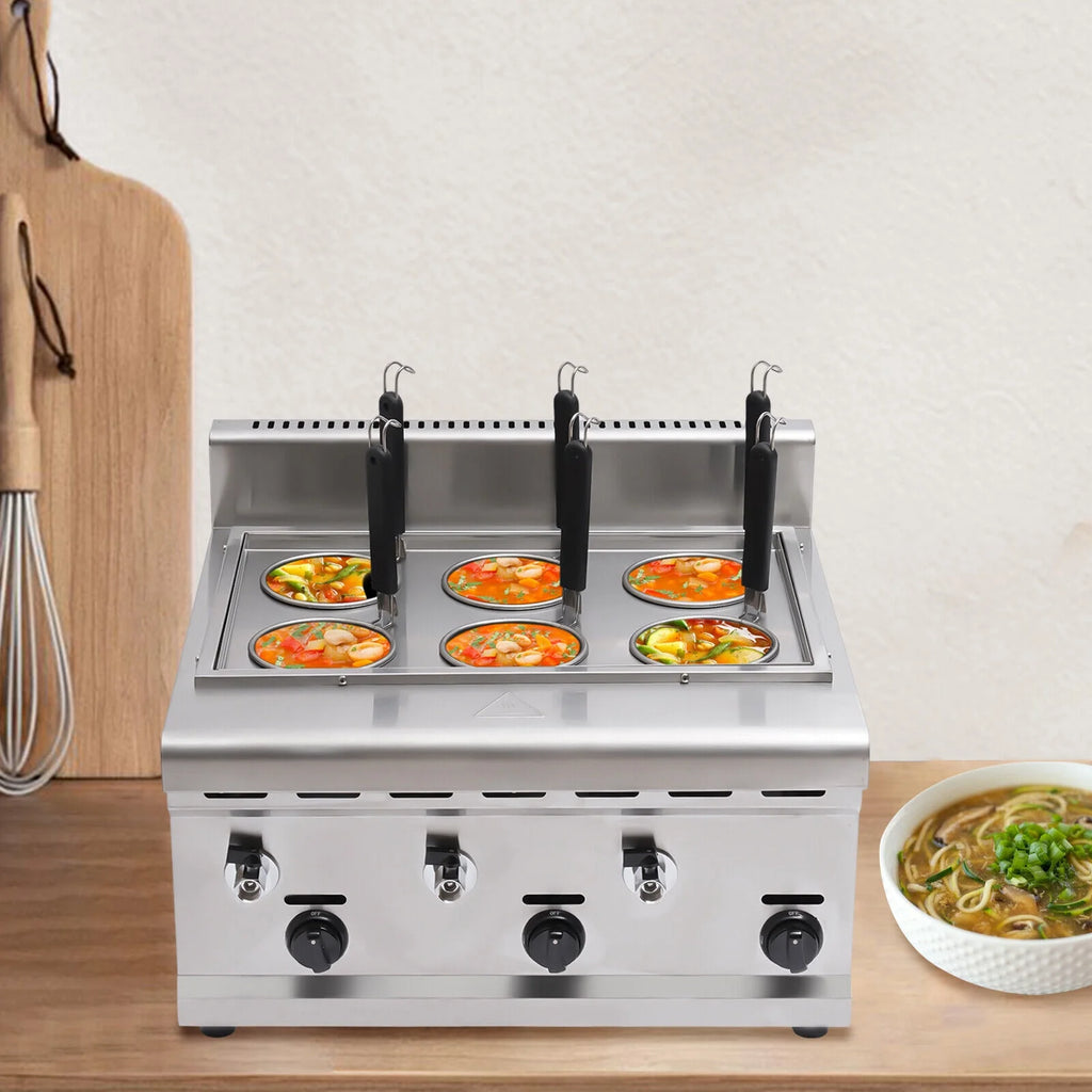 Commercial Pasta Cooker 6 Pots Stainless Noodle Boiler Machine B957001
