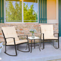 3 Piece Beige Outdoor Rocking Chair Set J21079