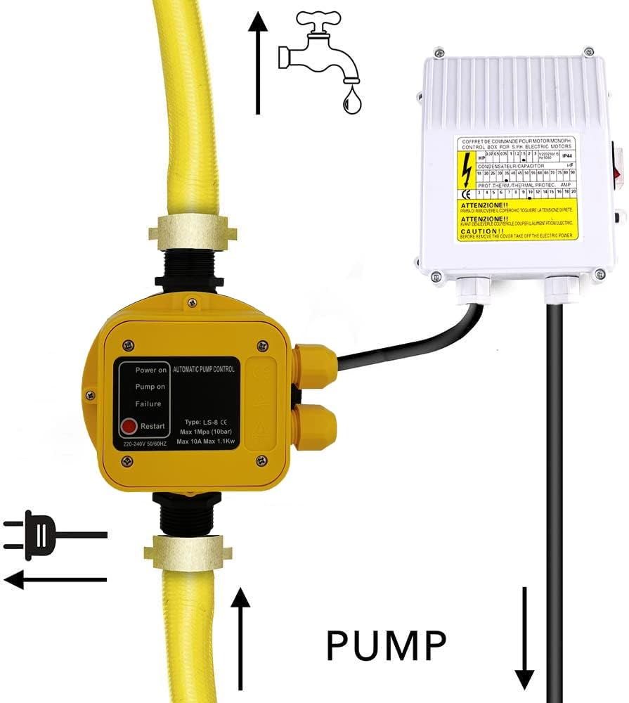 Well Pump Control Box 1.1KW 1.5HP 60uf 25A Capacitor Starter for Submersible Pump Pack of 2 S18062