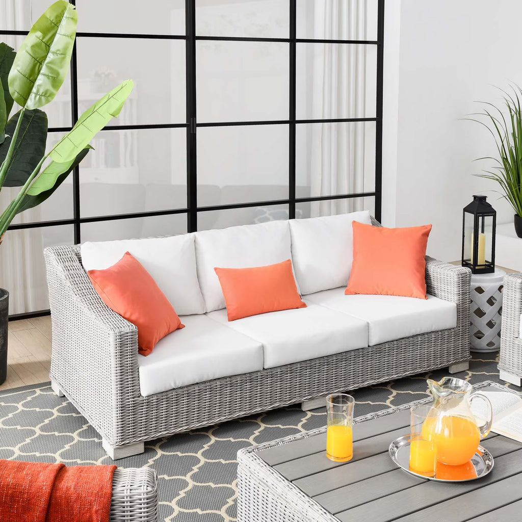 Light Gray Wicker Rattan Outdoor Sofa F516562